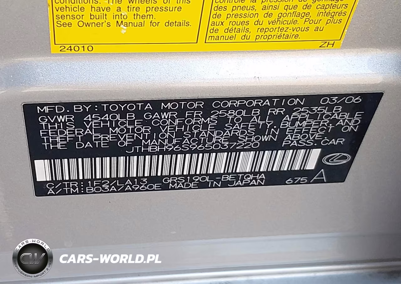 2006 Lexus Gs 300 VIN:JTHBH96S965037220 - 9