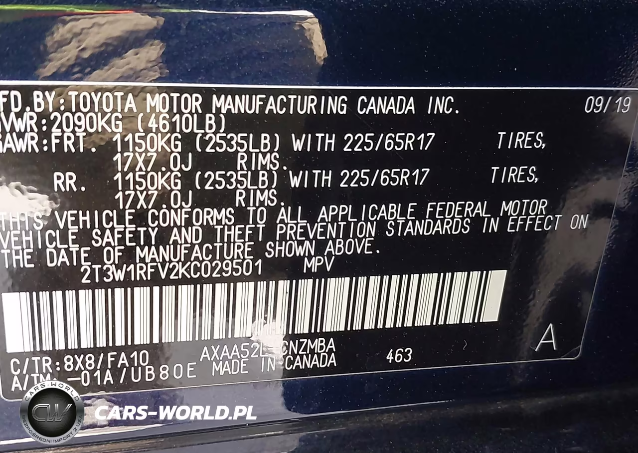 2019 Toyota Rav4 Xle VIN:2T3W1RFV2KC029501 - 9