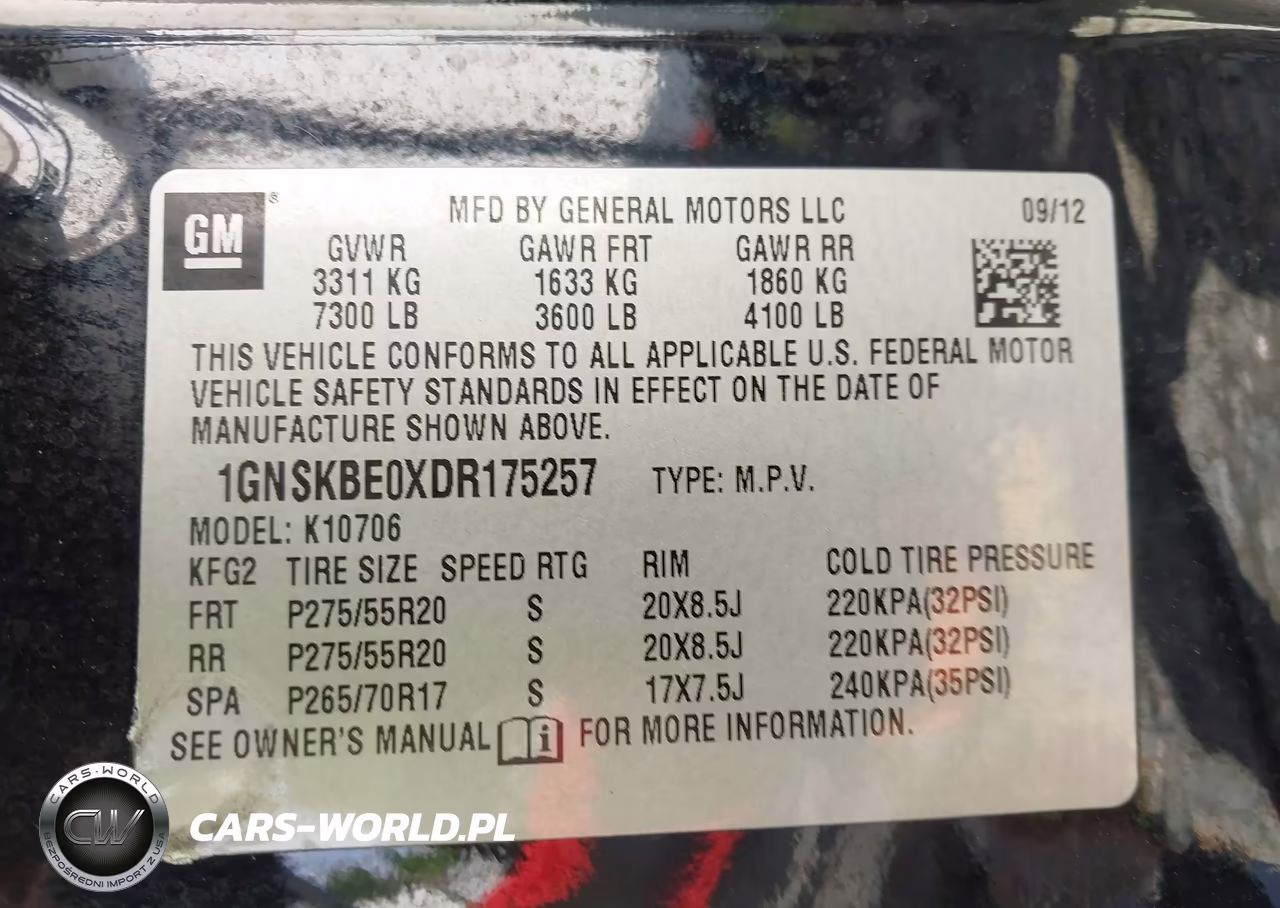 2013 Chevrolet Tahoe Lt VIN:1GNSKBE0XDR175257 - 9
