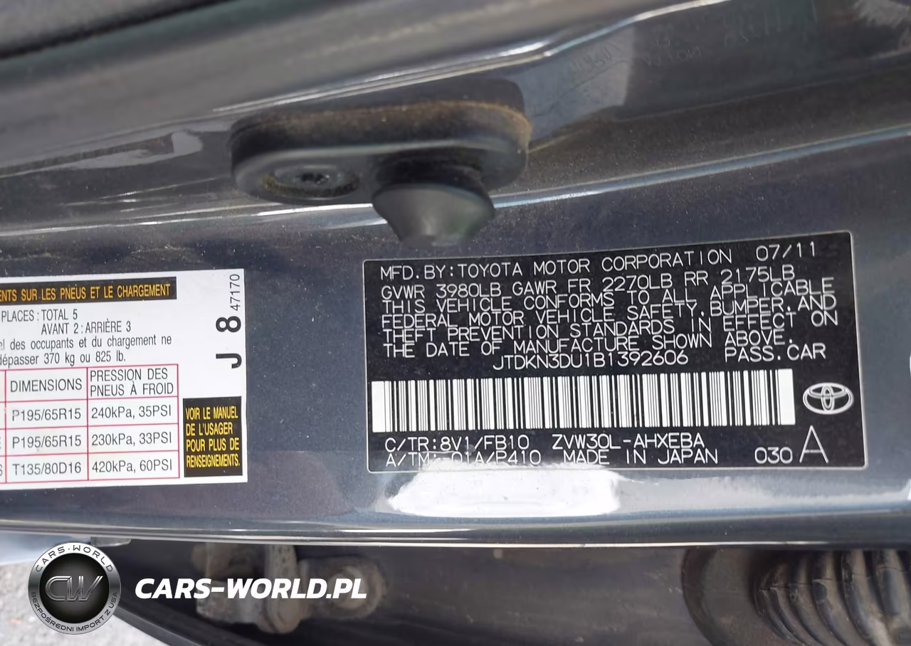 2011 Toyota Prius Two VIN:JTDKN3DU1B1392606 - 9