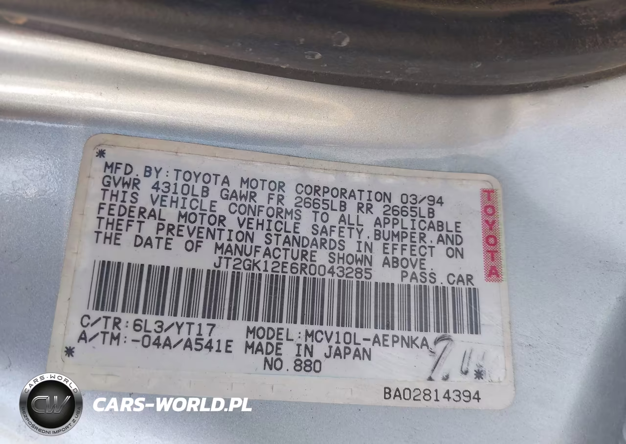1994 Toyota Camry Le VIN:JT2GK12E6R0043285 - 9