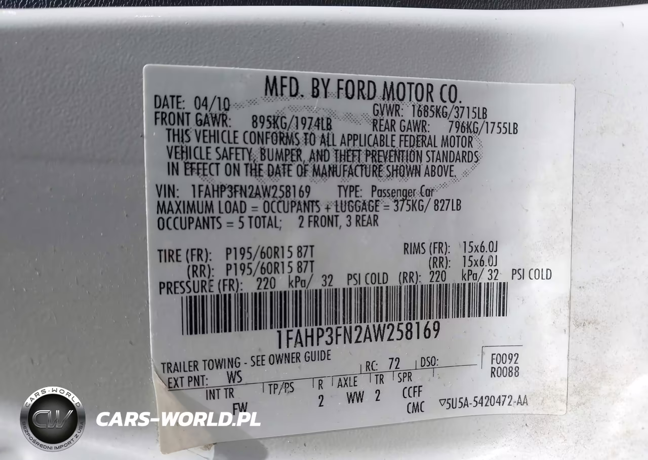 2010 Ford Focus Se VIN:1FAHP3FN2AW258169 - 9