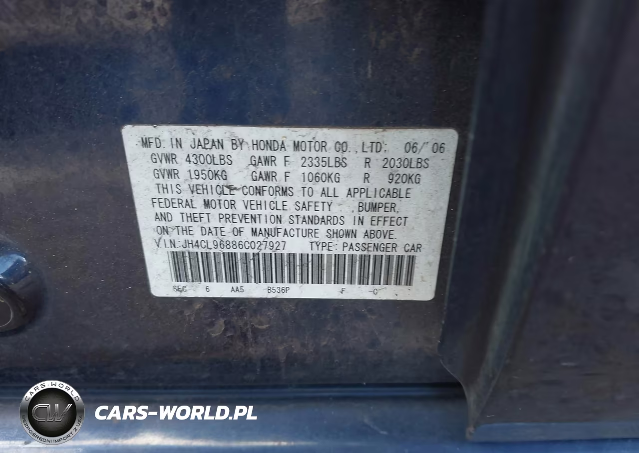 2006 Acura Tsx VIN:JH4CL96886C027927 - 9