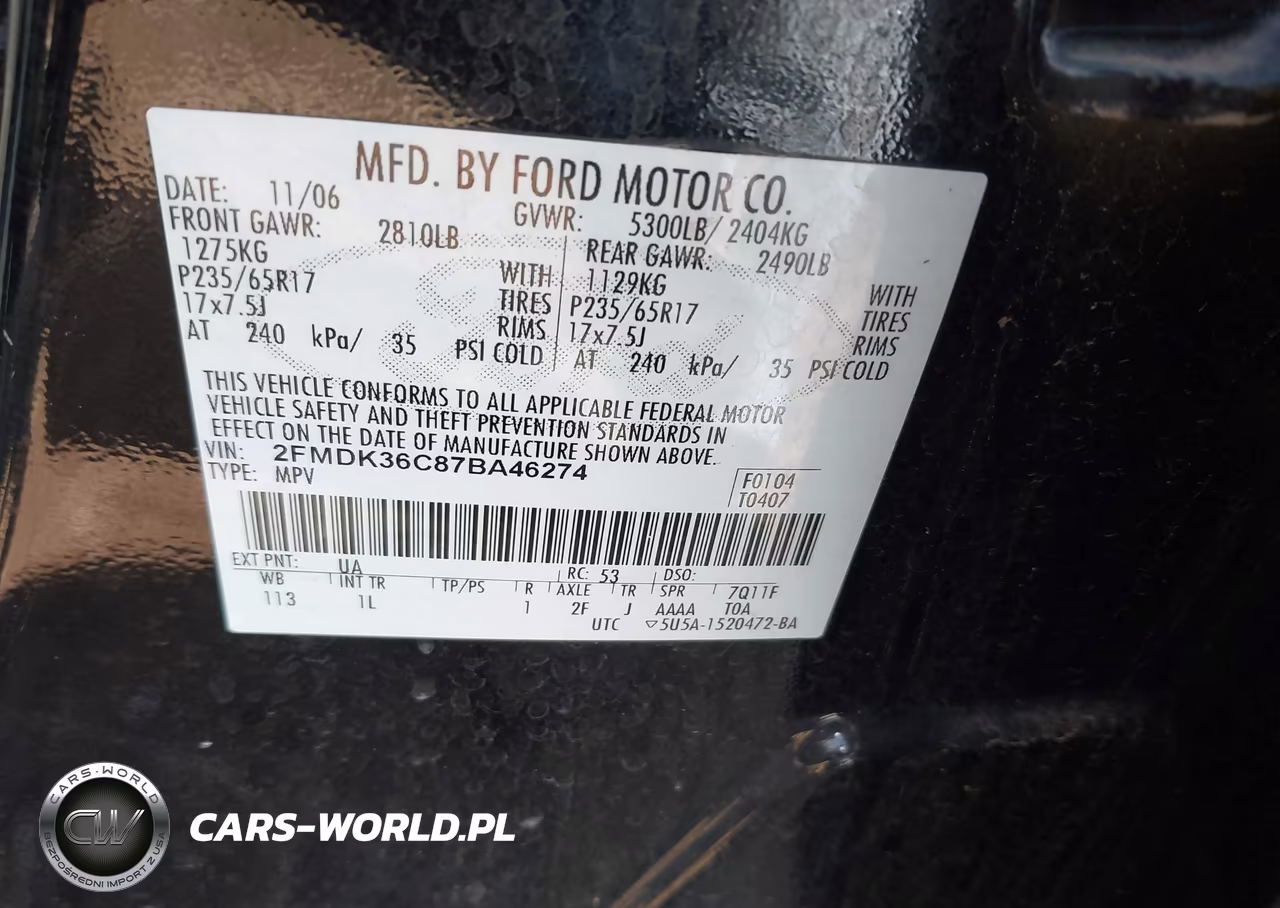 2007 Ford Edge Se VIN:2FMDK36C87BA46274 - 9