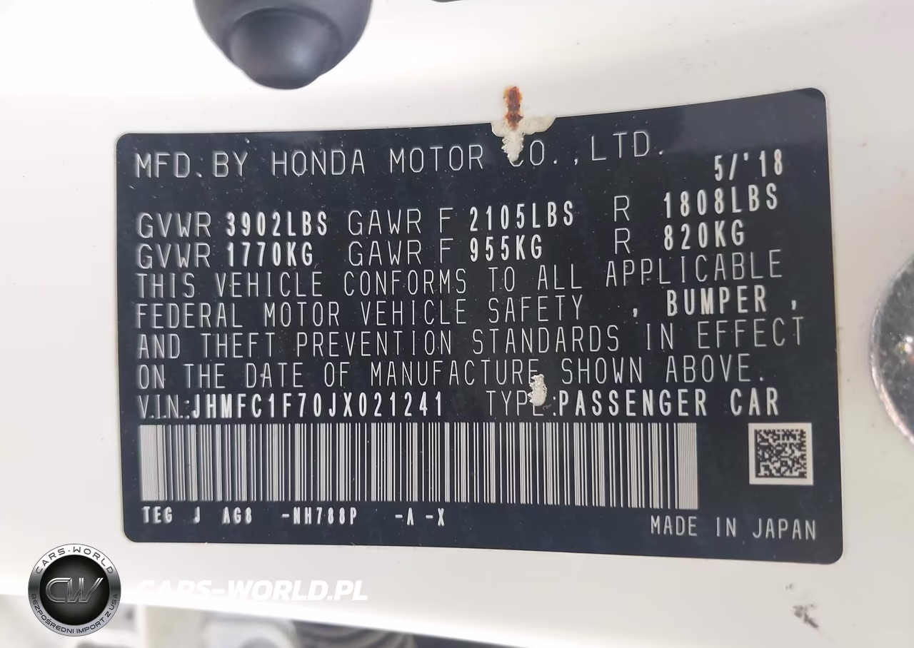 2018 Honda Civic Ex-L VIN:JHMFC1F70JX021241 - 9