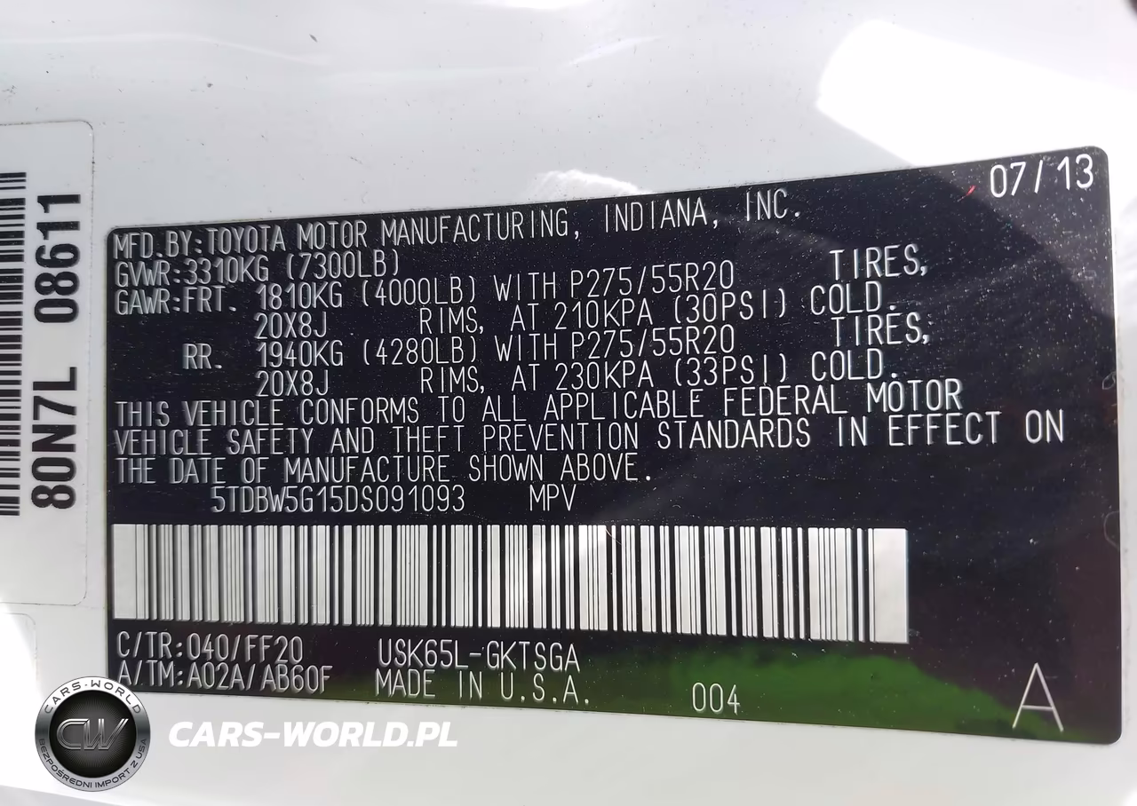2013 Toyota Sequoia Sr5 5.7L V8 VIN:5TDBW5G15DS091093 - 9