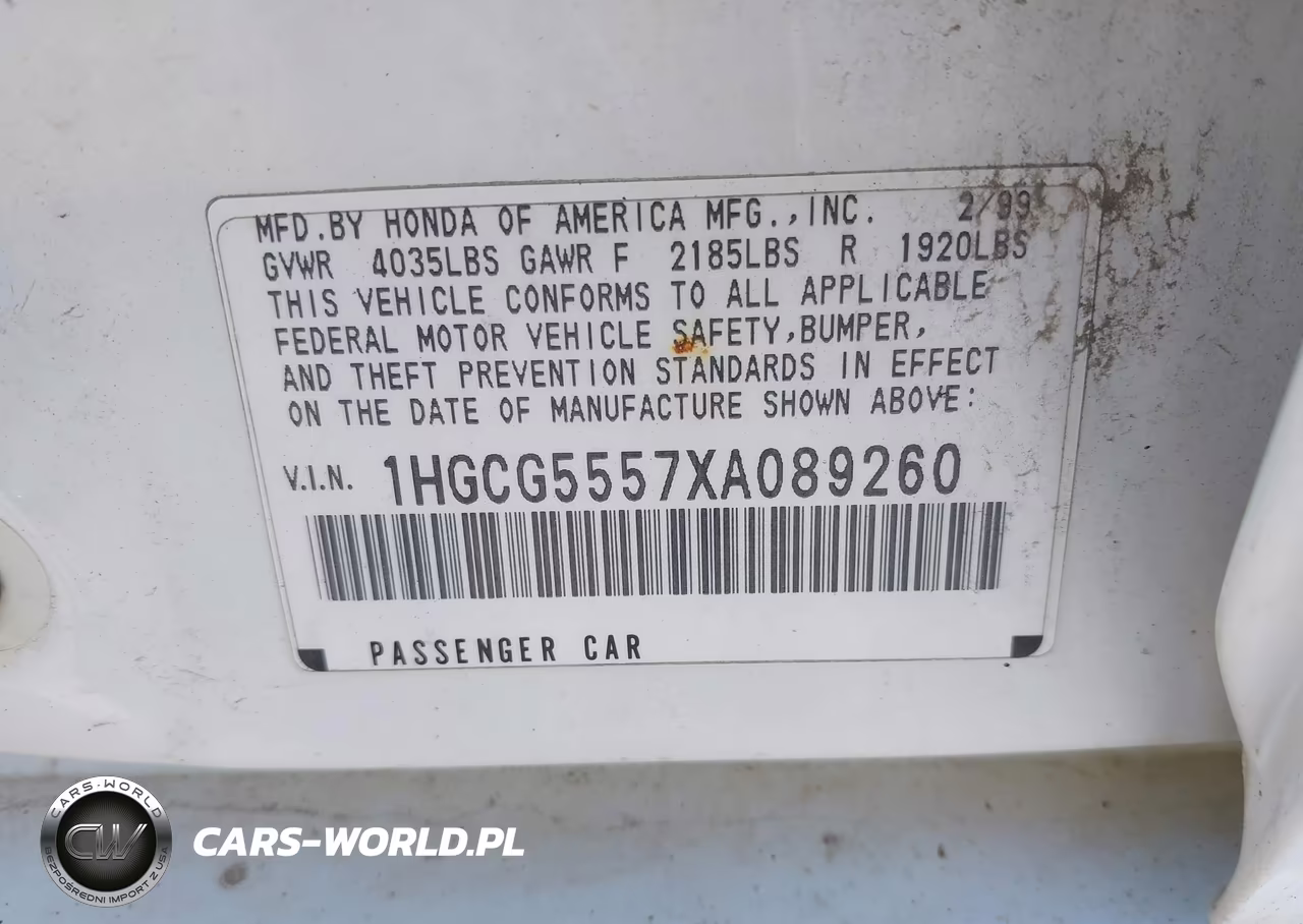 1999 Honda Accord Ex VIN:1HGCG5557XA089260 - 9