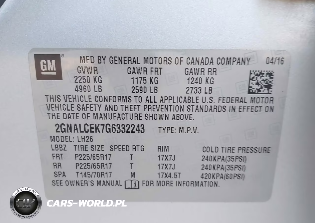 2016 Chevrolet Equinox Lt VIN:2GNALCEK7G6332243 - 9