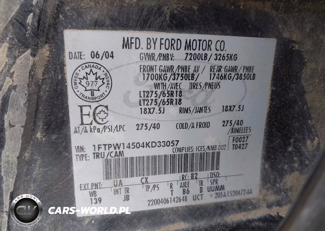 2004 Ford F-150 Fx4-Lariat-Xlt VIN:1FTPW14504KD33057 - 9