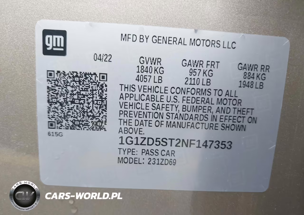 2022 Chevrolet Malibu Fwd Lt VIN:1G1ZD5ST2NF147353 - 9