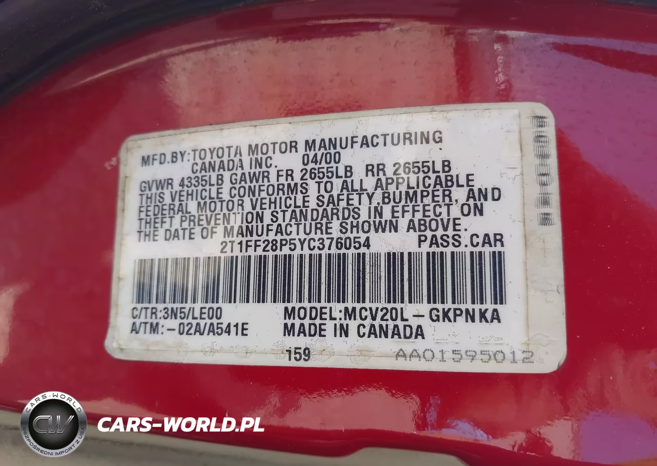 2000 Toyota Camry Solara Sle V6 VIN:2T1FF28P5YC376054 - 9