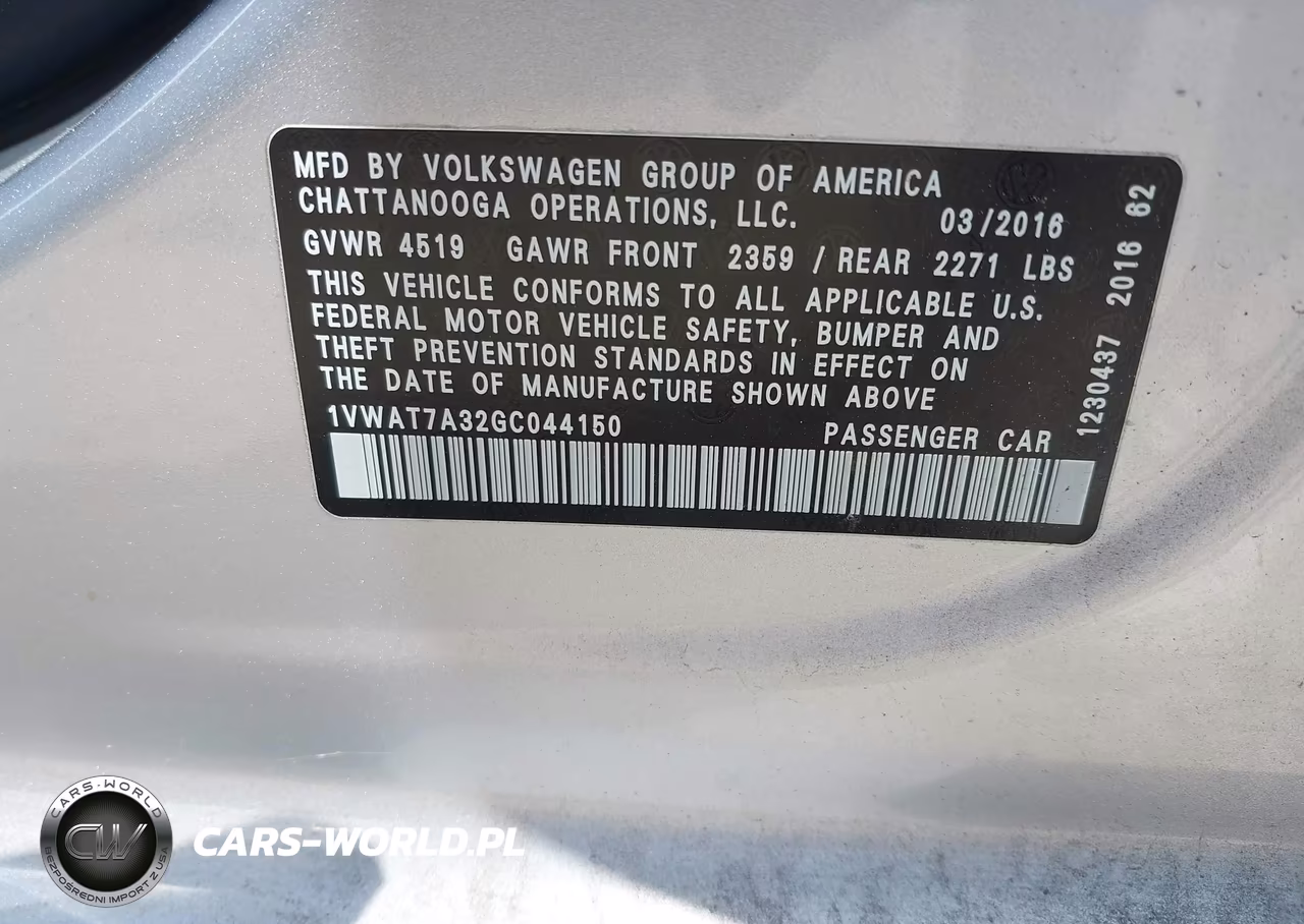 2016 Volkswagen Passat 1.8T S VIN:1VWAT7A32GC044150 - 9