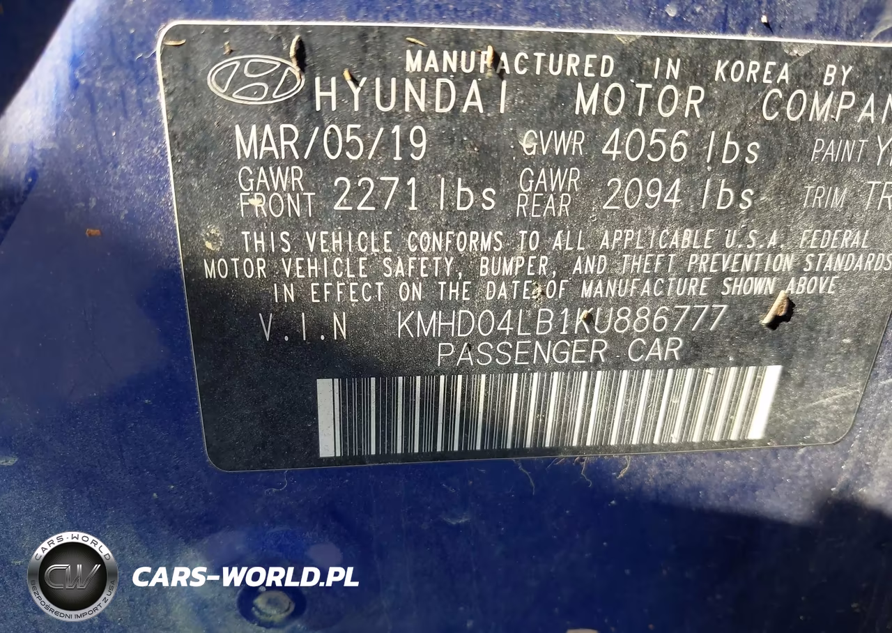 HYUNDAI ELANTRA VIN:KMHD04LB1KU886777 - 9
