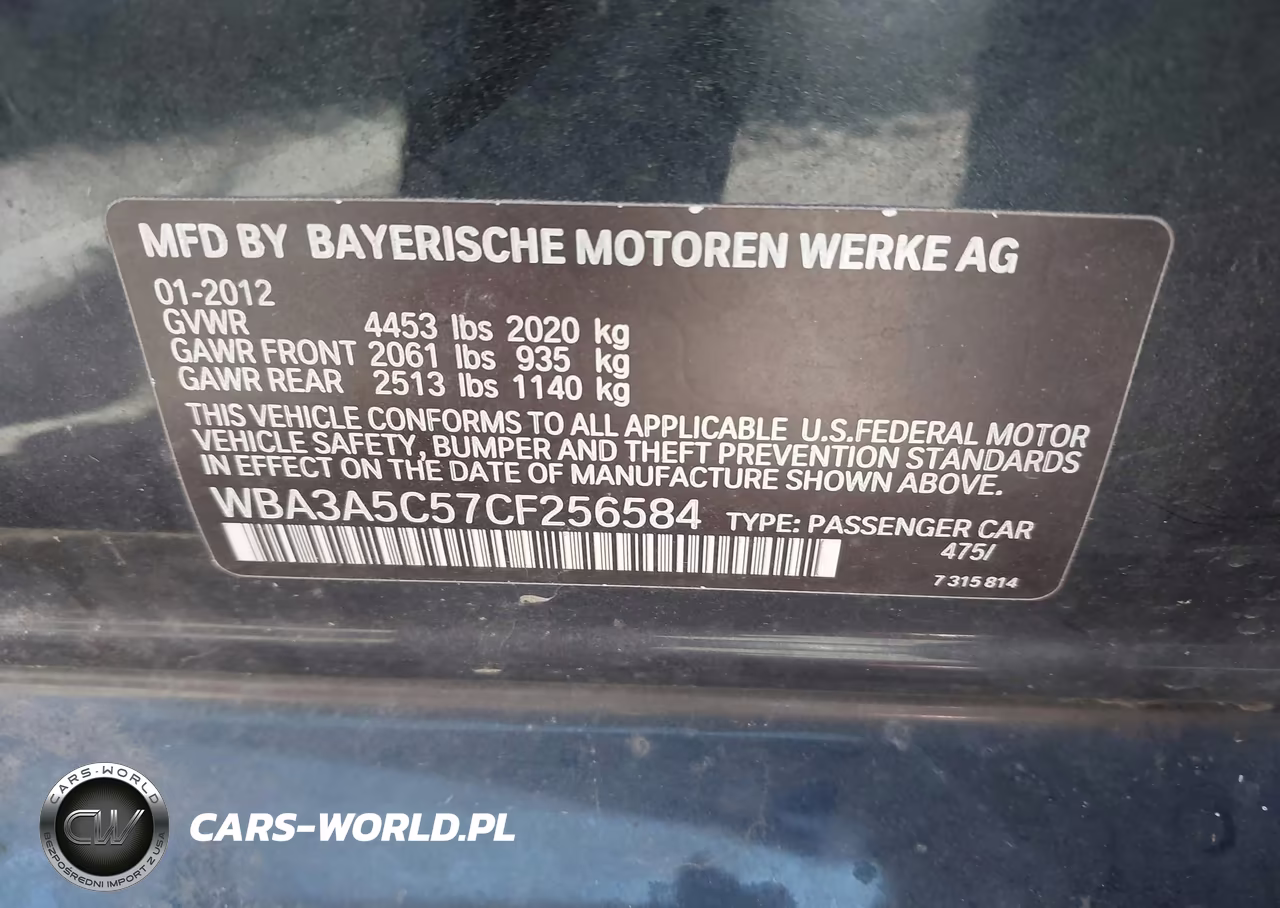 2012 BMW 328I VIN:WBA3A5C57CF256584 - 9