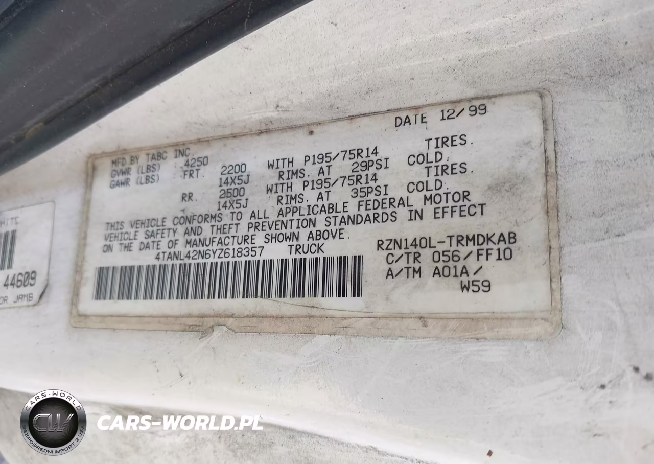 2000 Toyota Tacoma VIN:4TANL42N6YZ618357 - 9