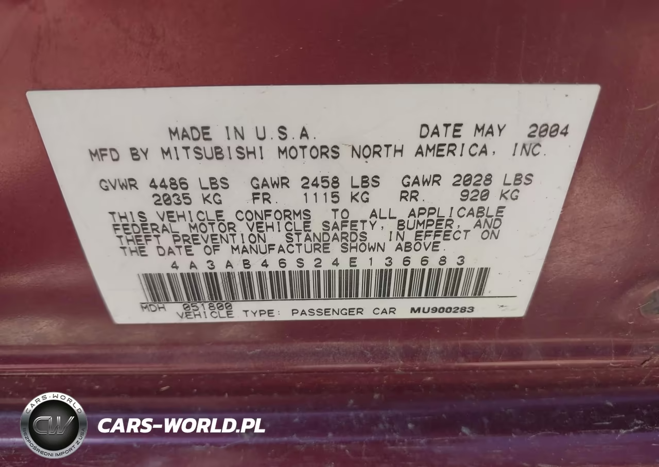 2004 Mitsubishi Galant Ls High VIN:4A3AB46S24E136683 - 9