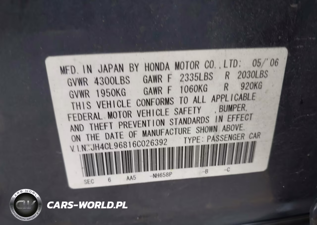 2006 Acura Tsx VIN:JH4CL96816C026392 - 9