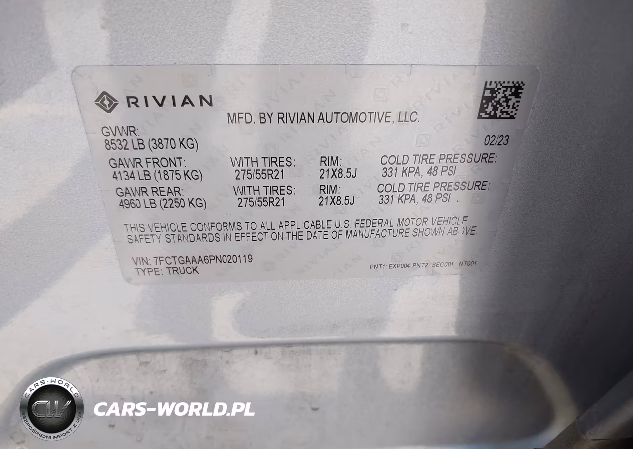 2023 Rivian R1T Adventure Quad Motor Large Pack VIN:7FCTGAAA6PN020119 - 9