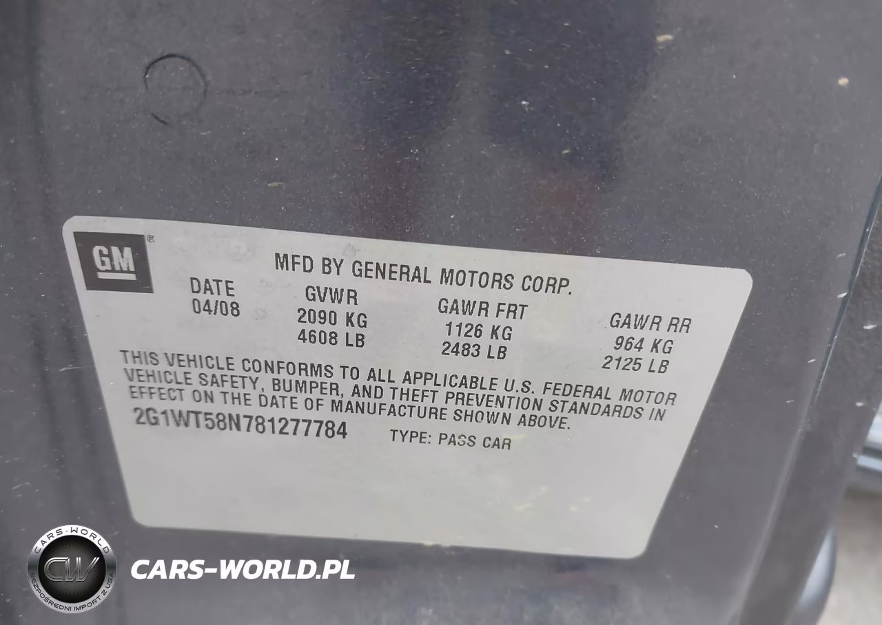 CHEVROLET IMPALA VIN:2G1WT58N781277784 - 9