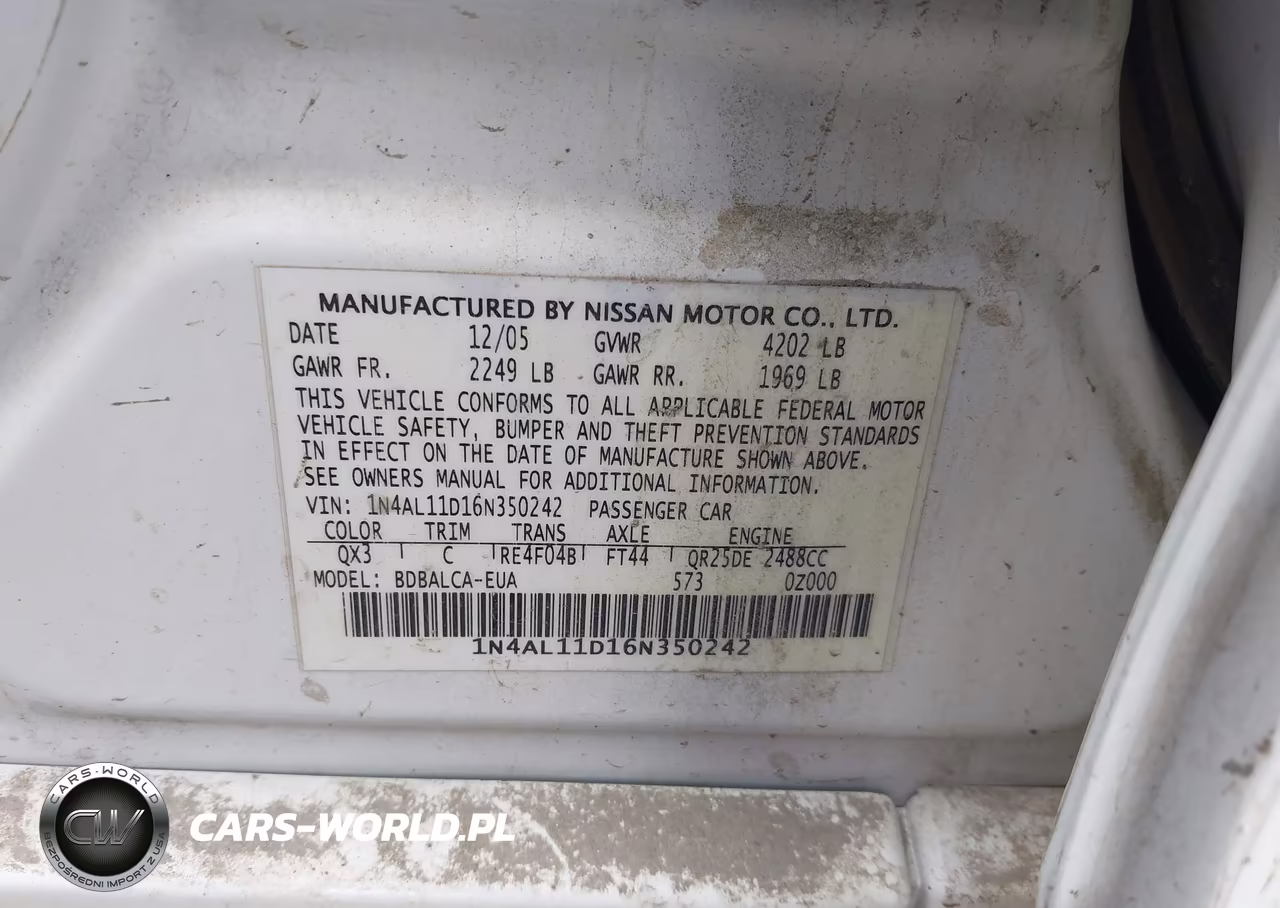2006 Nissan Altima 2.5 S VIN:1N4AL11D16N350242 - 9