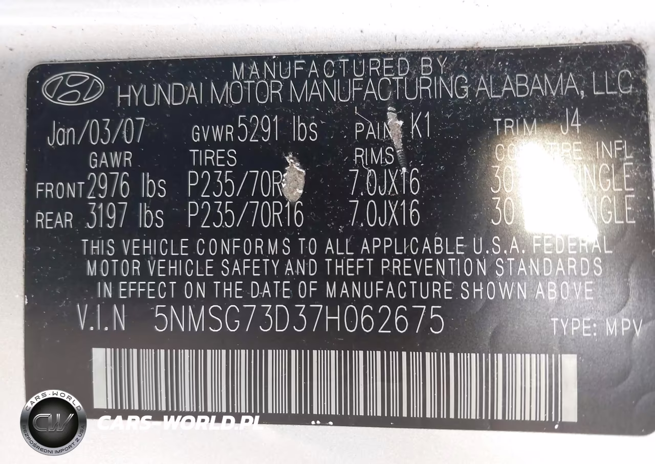 2007 Hyundai Santa Fe Gls VIN:5NMSG73D37H062675 - 9