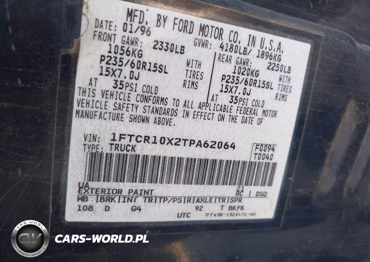 1996 Ford Ranger VIN:1FTCR10X2TPA62064 - 9