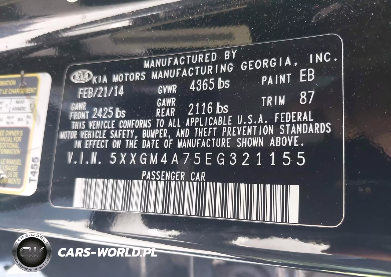 2014 Kia Optima Lx VIN:5XXGM4A75EG321155 - 9