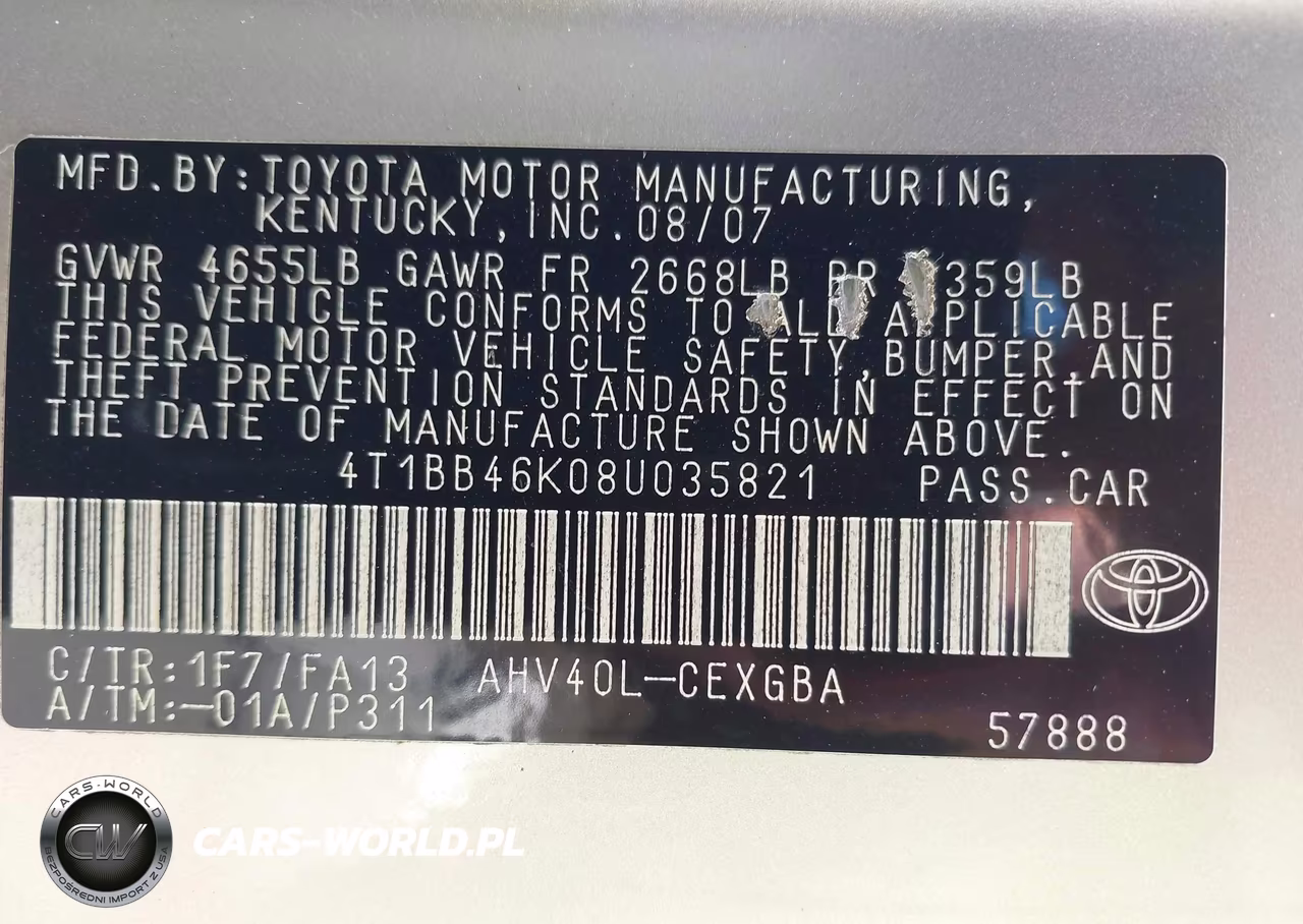 2008 Toyota Camry Hybrid VIN:4T1BB46K08U035821 - 9