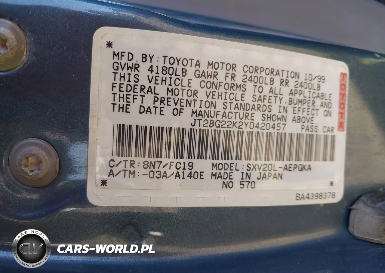 2000 Toyota Camry Xle VIN:JT2BG22K2Y0420457 - 9