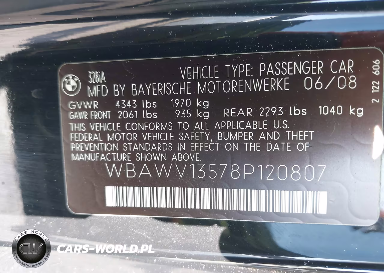 2008 BMW 328I VIN:WBAWV13578P120807 - 9