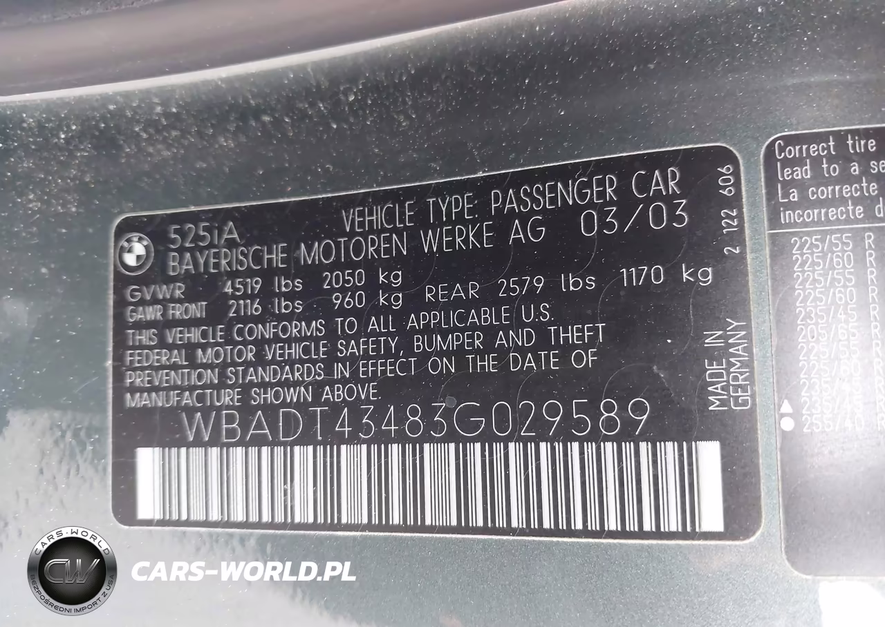 2003 BMW 525Ia VIN:WBADT43483G029589 - 9