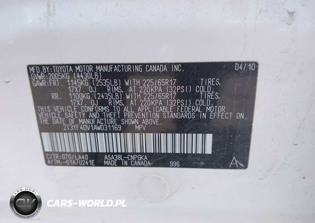 2010 Toyota Rav4 Limited VIN:2T3YF4DV1AW031169 - 9