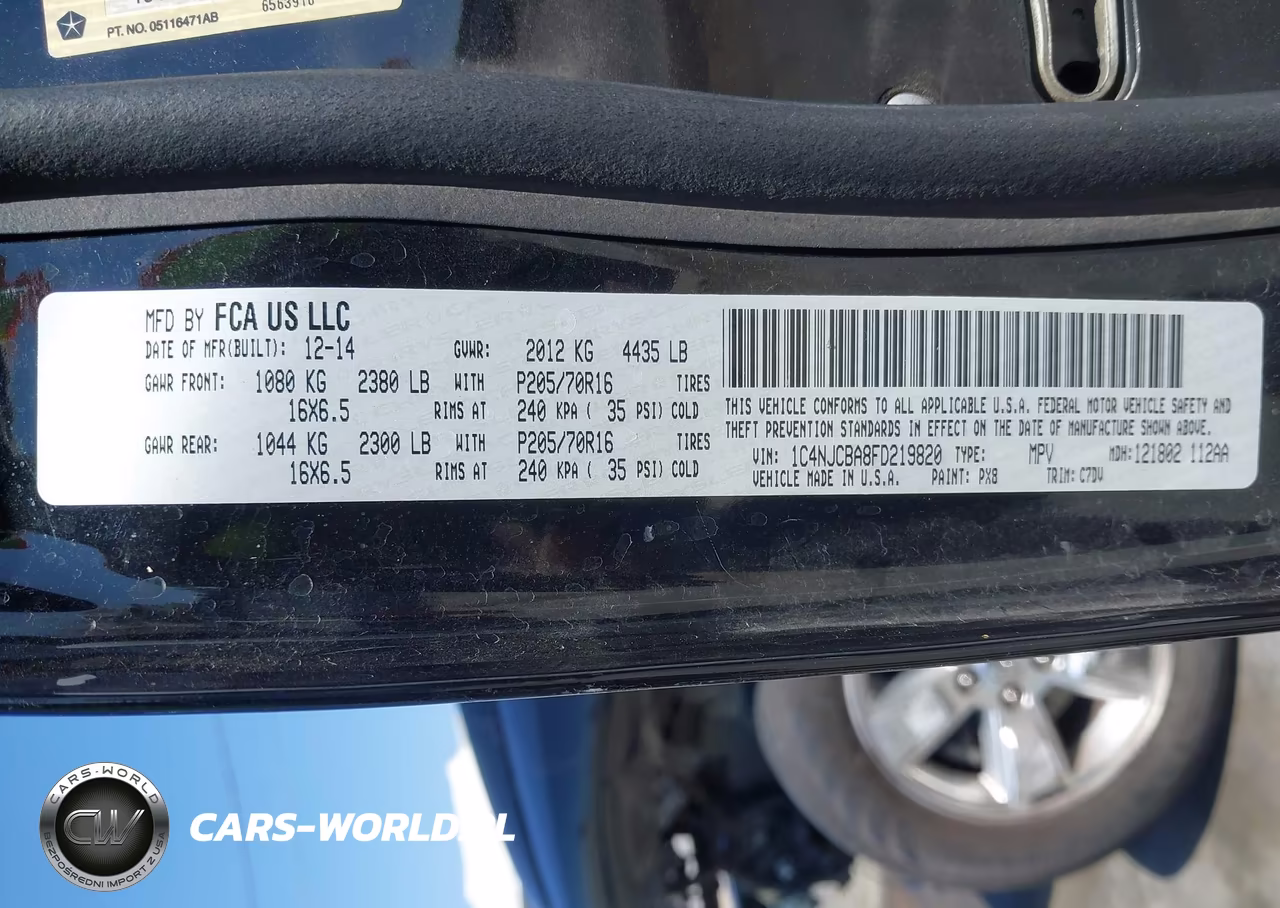 2015 Jeep Compass Sport VIN:1C4NJCBA8FD219820 - 9