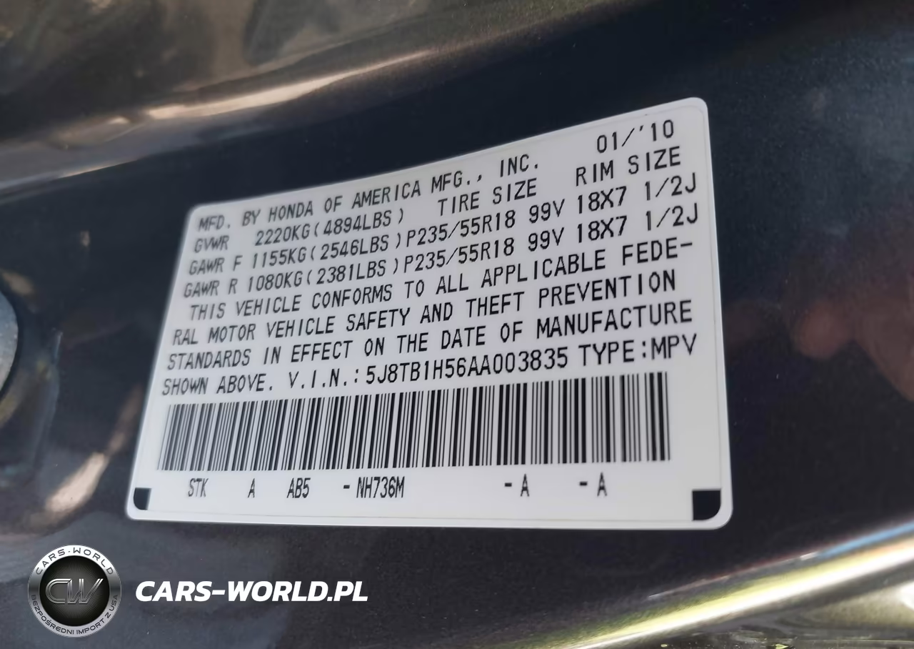 2010 Acura Rdx VIN:5J8TB1H56AA003835 - 9