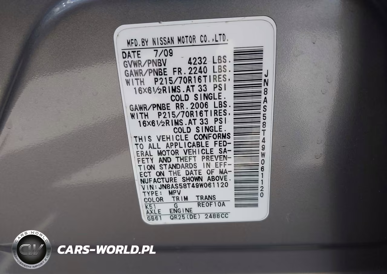 2009 Nissan Rogue S VIN:JN8AS58T49W061120 - 9