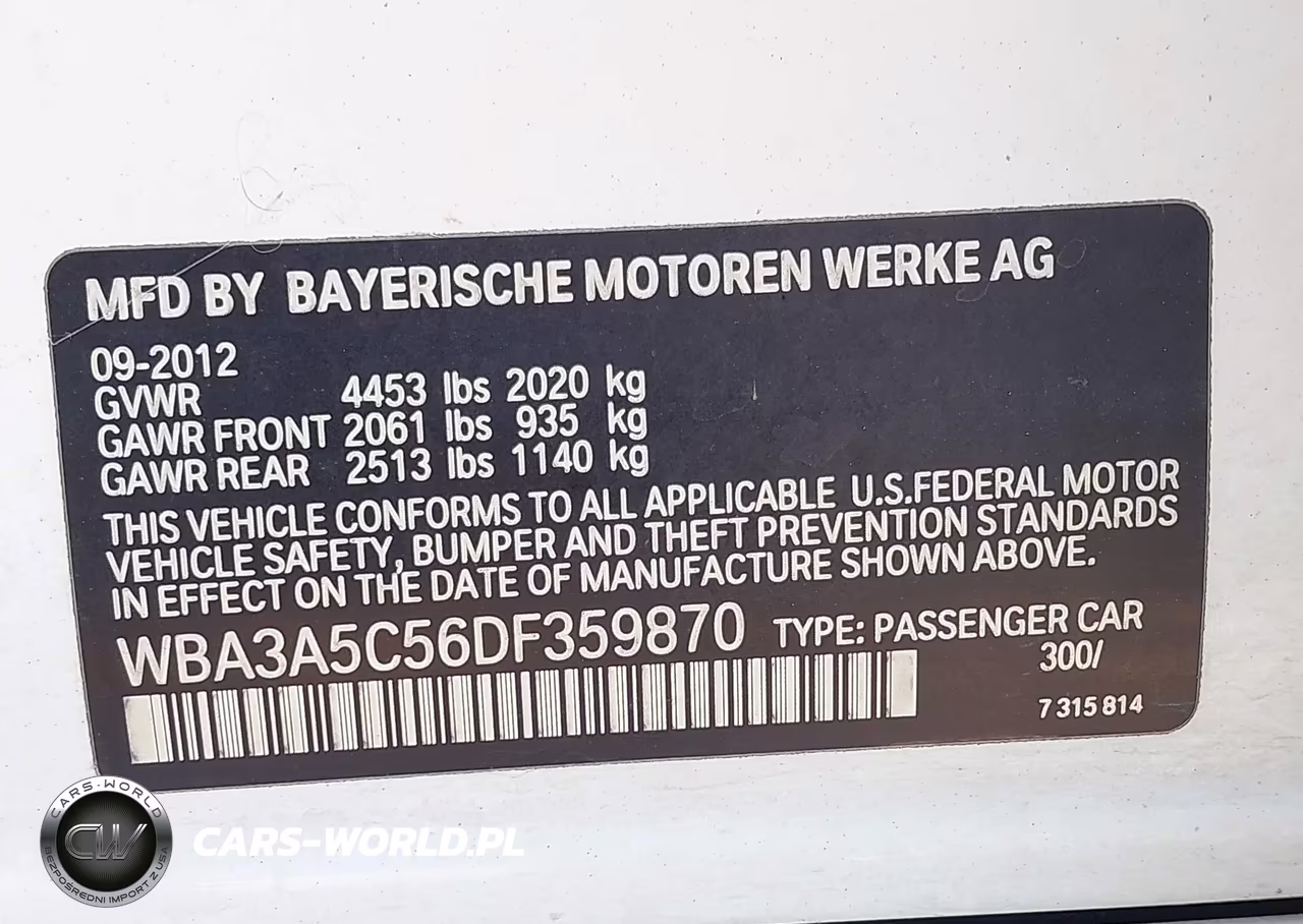 2013 BMW 328I VIN:WBA3A5C56DF359870 - 9