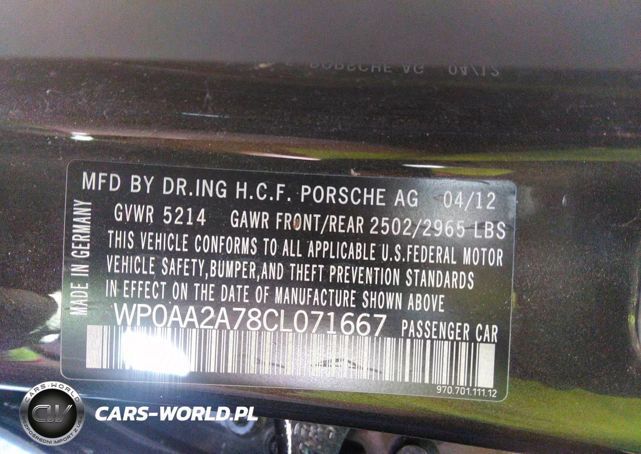 2012 Porsche Panamera 4 VIN:WP0AA2A78CL071667 - 9