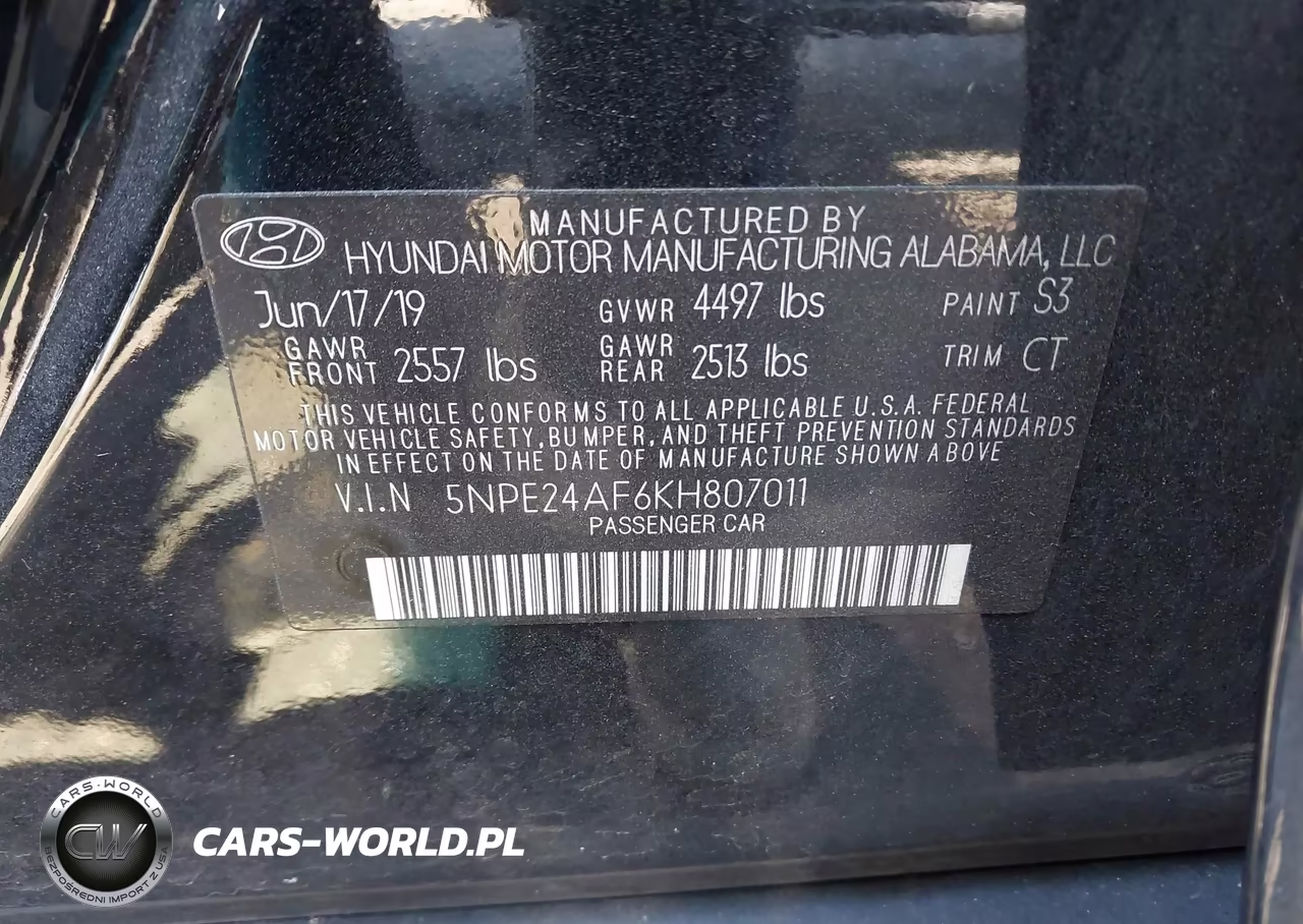 2019 Hyundai Sonata Se VIN:5NPE24AF6KH807011 - 9