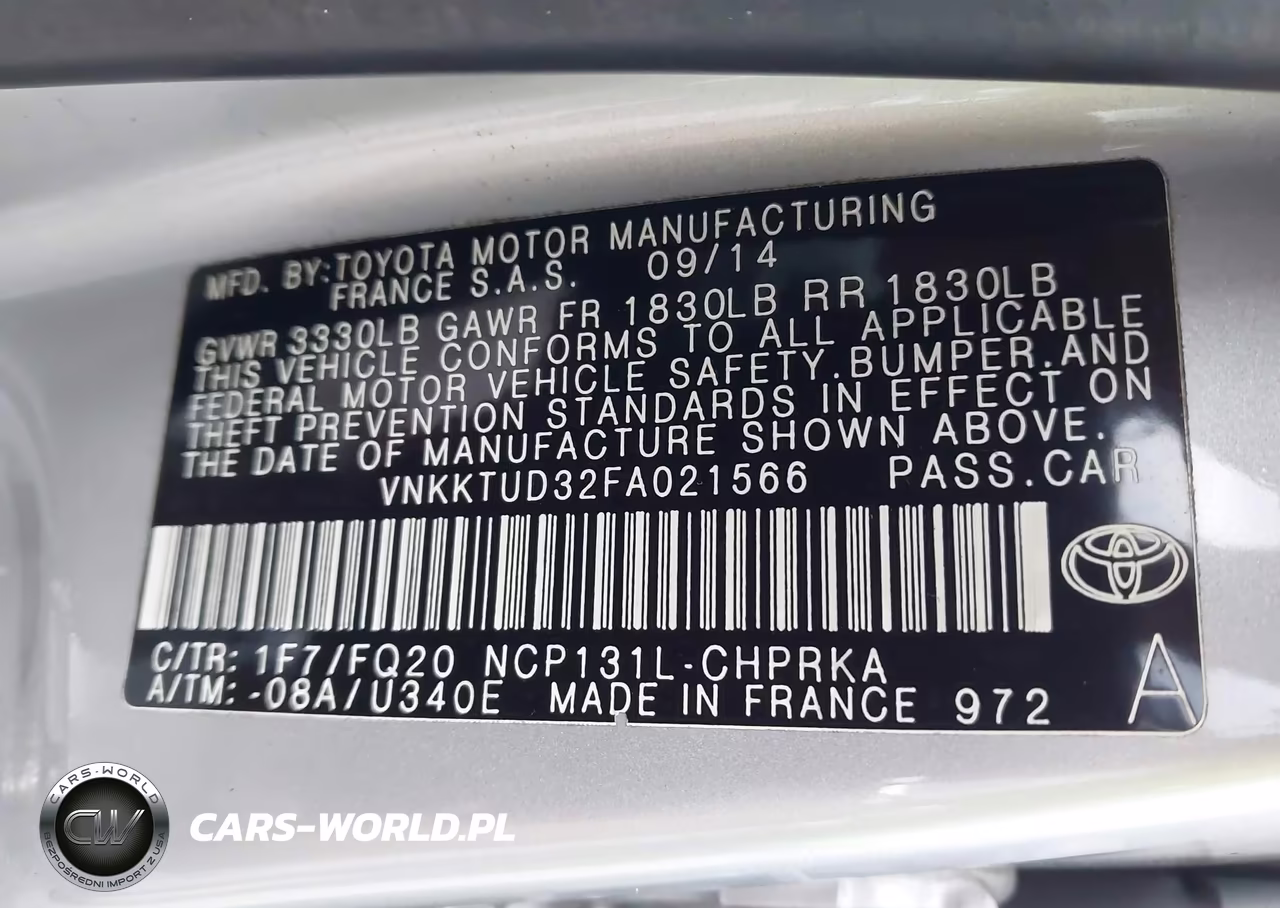 2015 Toyota Yaris L VIN:VNKKTUD32FA021566 - 9