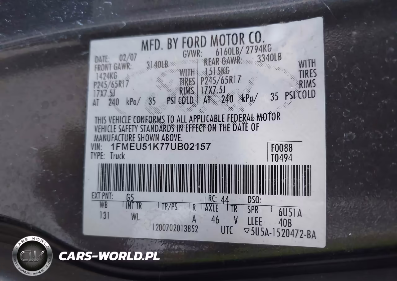 2007 Ford Explorer Sport Trac Xlt VIN:1FMEU51K77UB02157 - 9