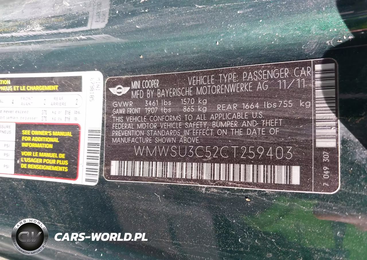 2012 Mini Cooper VIN:WMWSU3C52CT259403 - 9