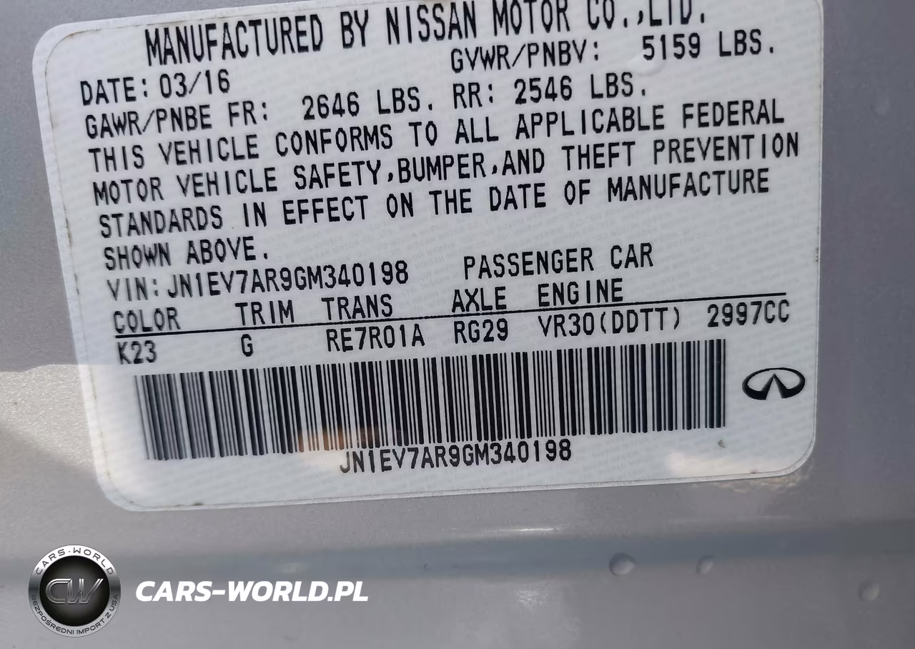 2016 Infiniti Q50 3.0T Premium VIN:JN1EV7AR9GM340198 - 9