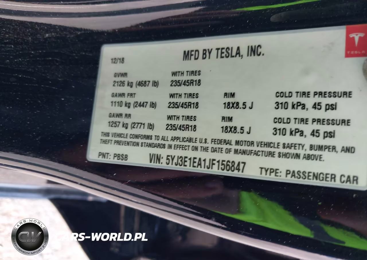 2018 Tesla Model 3 Long Range-Mid Range VIN:5YJ3E1EA1JF156847 - 9