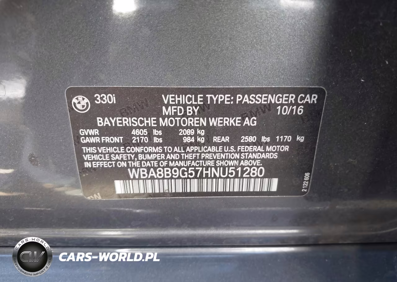 2017 BMW 330I VIN:WBA8B9G57HNU51280 - 9