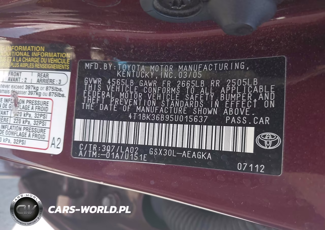 2005 Toyota Avalon Xls VIN:4T1BK36B95U015637 - 9