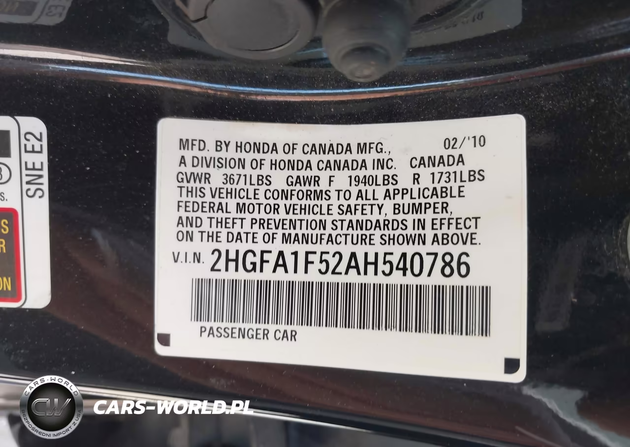 2010 Honda Civic Lx VIN:2HGFA1F52AH540786 - 9
