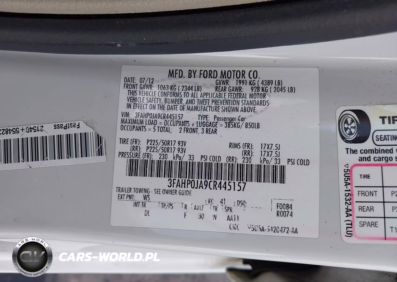 2012 Ford Fusion Sel VIN:3FAHP0JA9CR445157 - 9