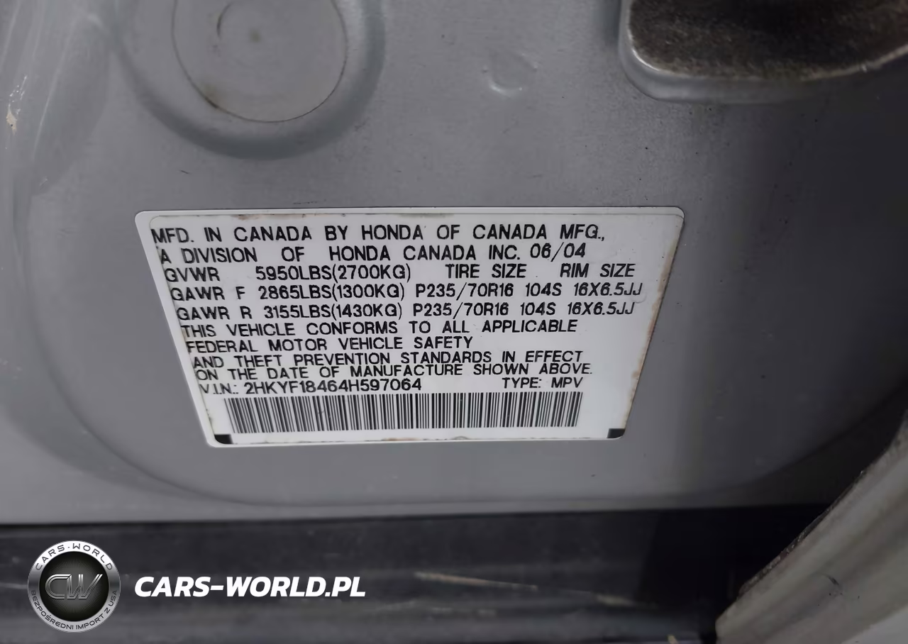 2004 Honda Pilot Ex VIN:2HKYF18464H597064 - 9
