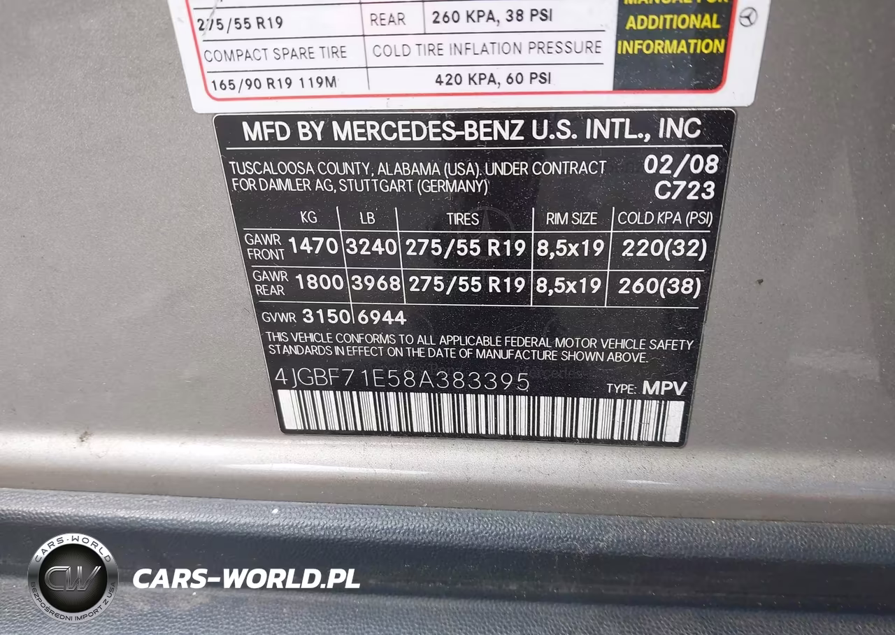 2008 MERCEDES-BENZ GL 450 4MATIC VIN:4JGBF71E58A383395 - 9
