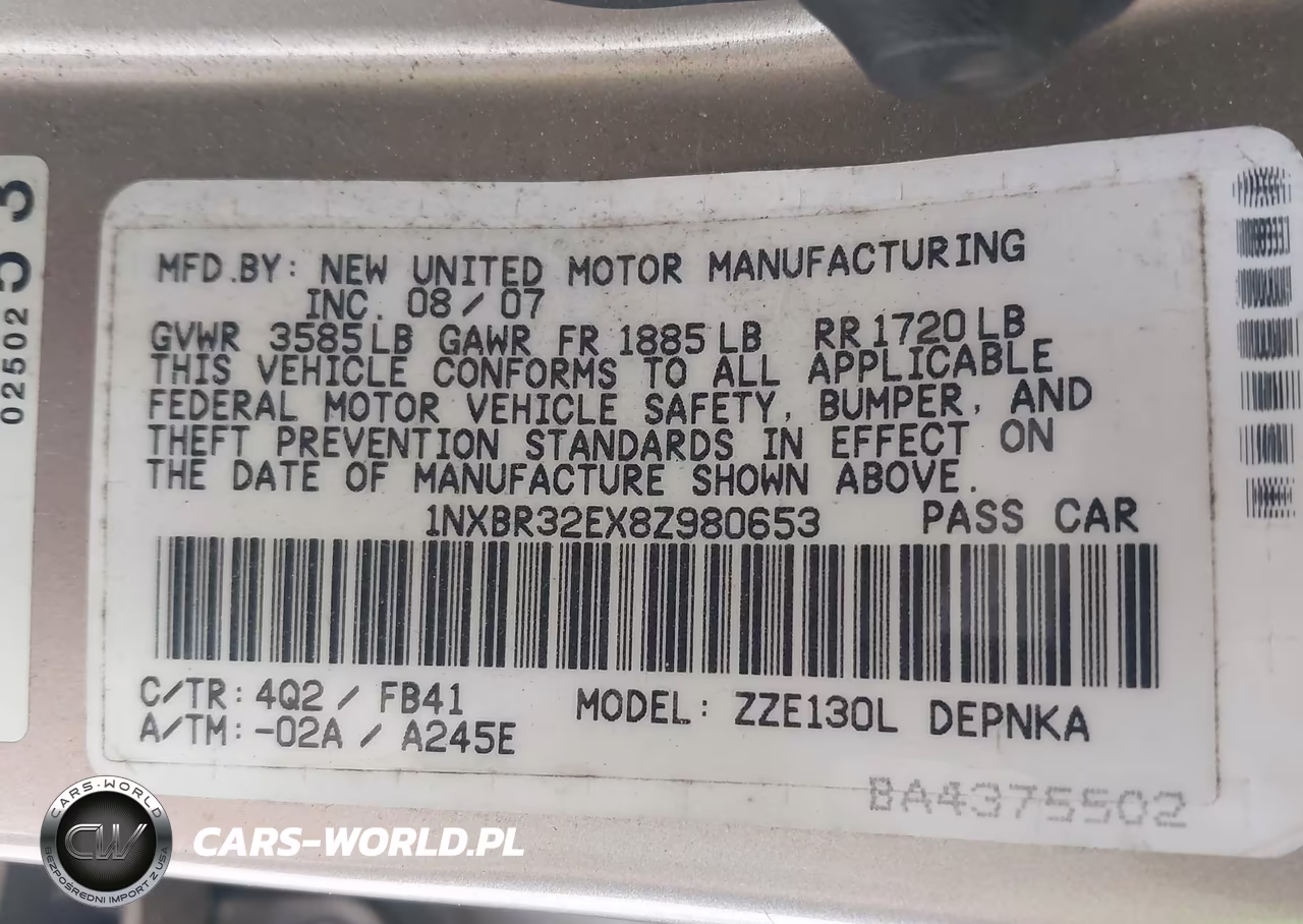 2008 Toyota Corolla Le VIN:1NXBR32EX8Z980653 - 9